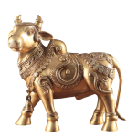 Pure Brass Standing Nandi 14" Fully Engraved - Sacred Temple Sculpture | Jaipurio